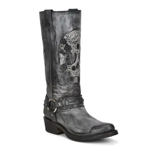 Corral Women's 13" Embroidered Skull & Harness Round Toe Western Motorcycle Boot