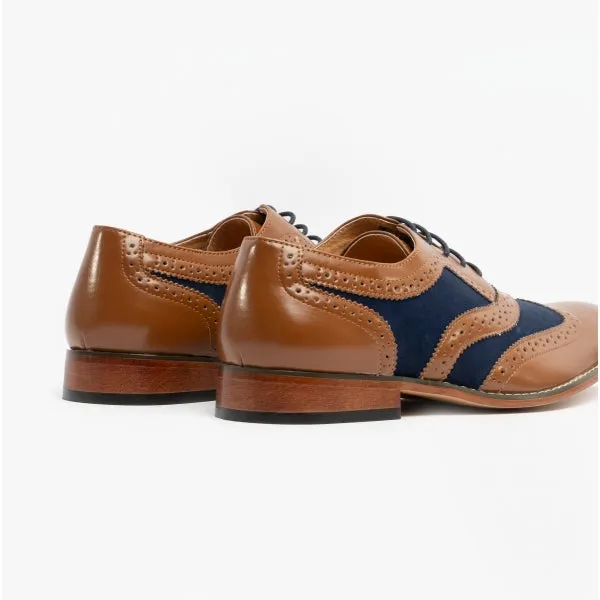 DAVID Mens Two Tone Brogues Tan/Navy