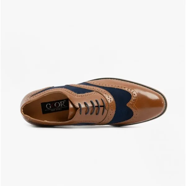 DAVID Mens Two Tone Brogues Tan/Navy