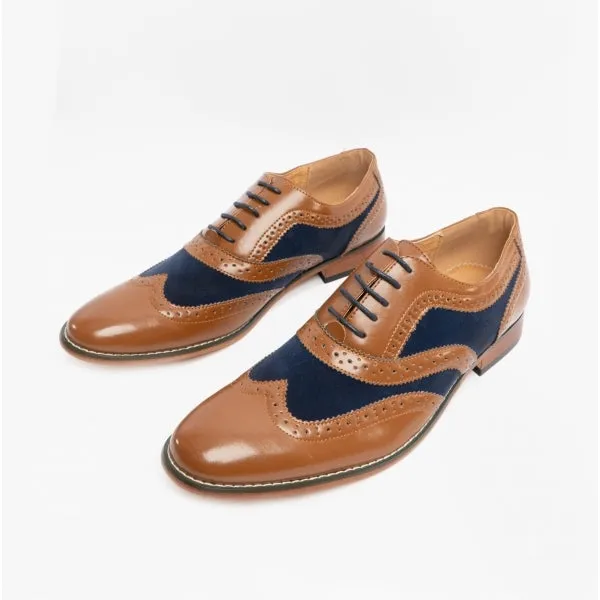 DAVID Mens Two Tone Brogues Tan/Navy