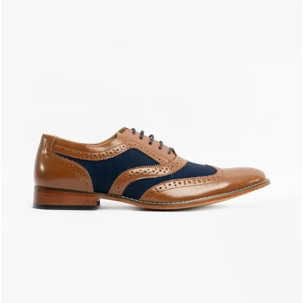 DAVID Mens Two Tone Brogues Tan/Navy