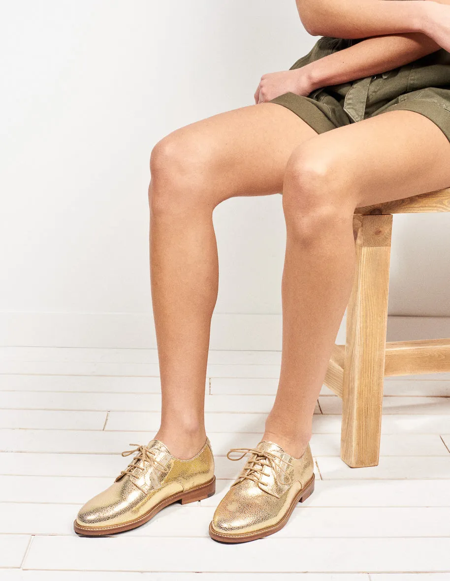 Derbies Laurette - Cuir Craquelé Doré