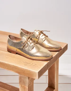 Derbies Laurette - Cuir Craquelé Doré