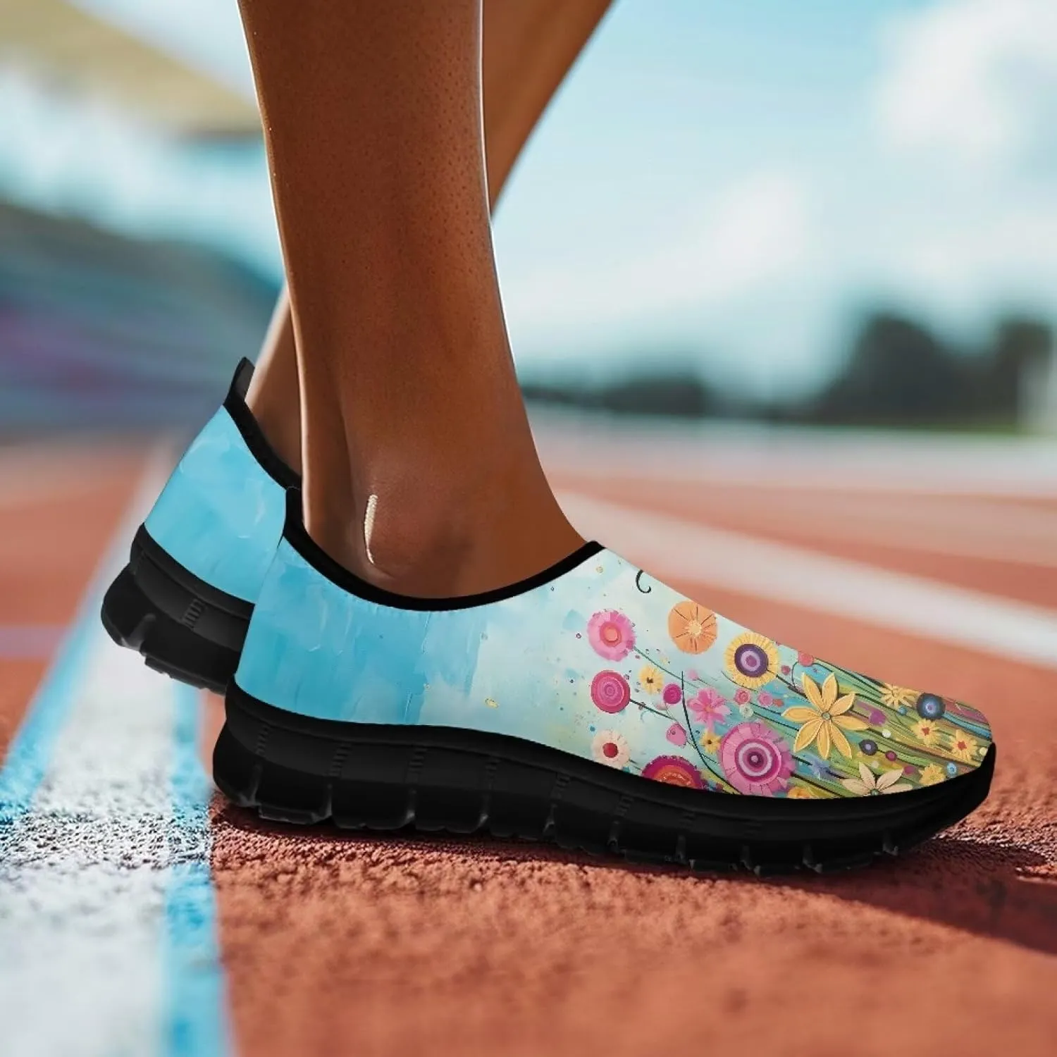 Doojoayie Floral Theme Shoes for Women Slip On Shoes Summer Casual Shoes for Travel