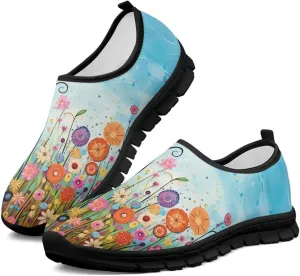 Doojoayie Floral Theme Shoes for Women Slip On Shoes Summer Casual Shoes for Travel