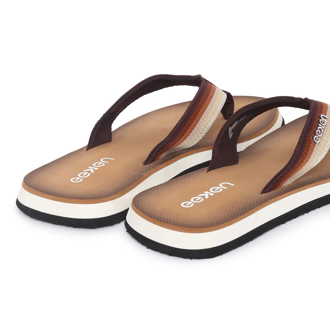 Eeken EFBGO2402S Brown Lightweight Washable Dailywear Durable Flip Flops For Men