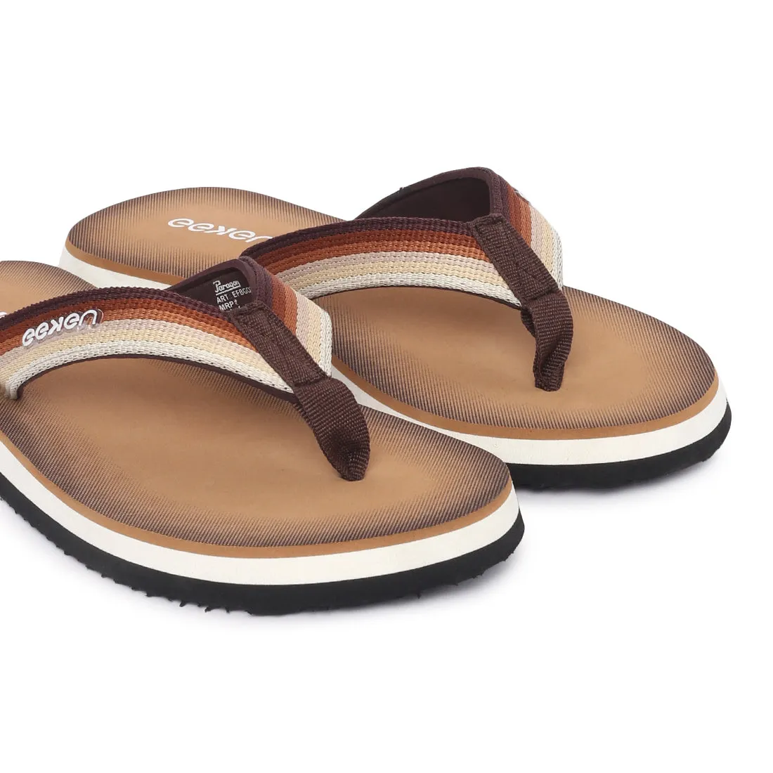 Eeken EFBGO2402S Brown Lightweight Washable Dailywear Durable Flip Flops For Men