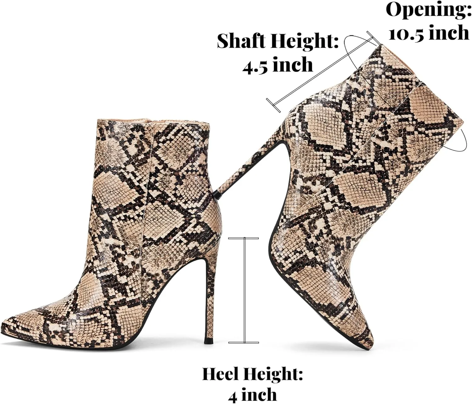 Elisabet Tang Women Heeled Ankle Booties,Sexy Pointed Toe 4 inch Stiletto High Heel Fashion Ankle & Booties with Side Zipper High Heel Boots Dress Evening Party Boots Shoes
