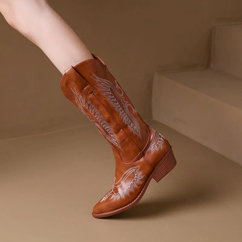 Fashion Embroidered Ladies Western Cowgirl Boots for a Trendy Look