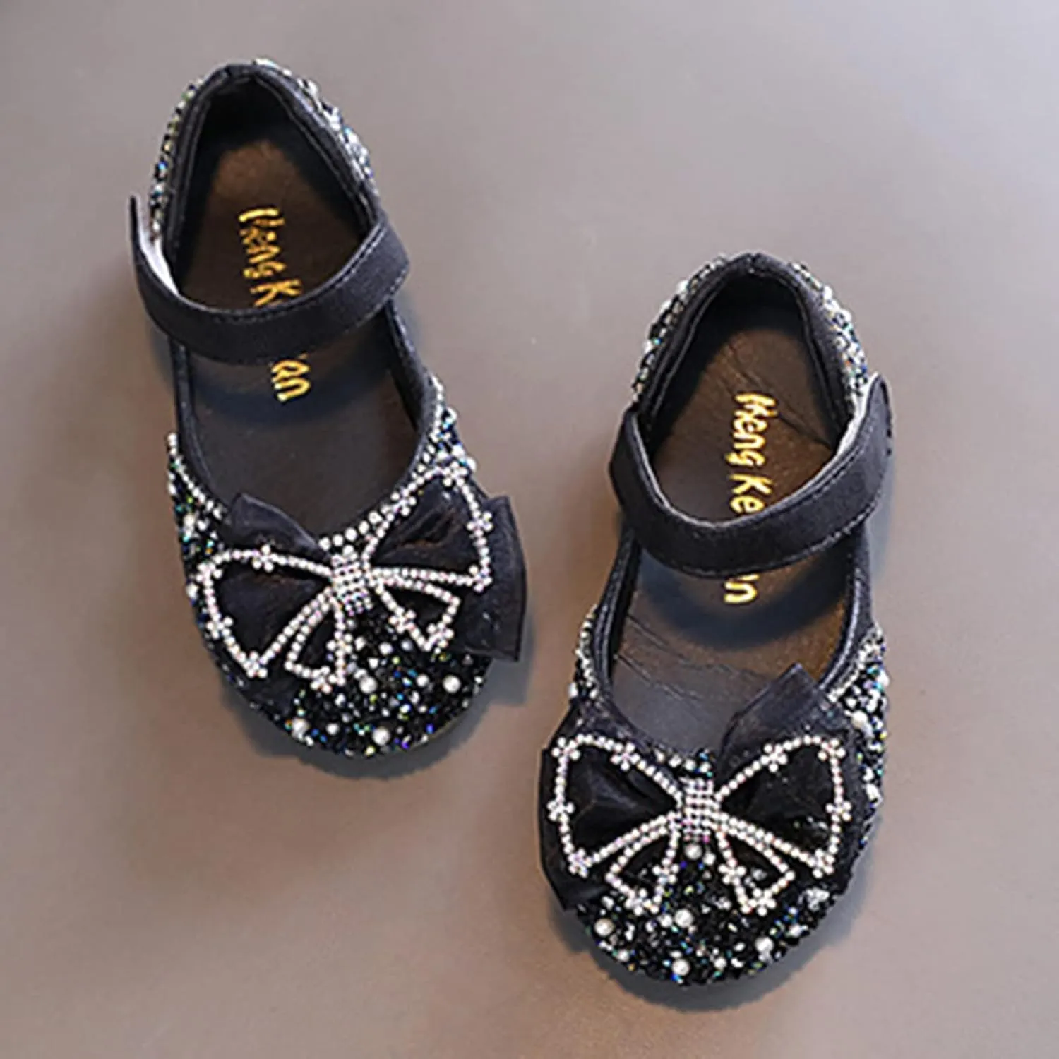 Fashion Spring and Summer Girls Sandals Dress Dance Performance Princess Shoes Sequin Sandals for Toddler Girls Size 7 (Black, 3-3.5 Years Toddler)