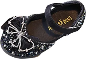 Fashion Spring and Summer Girls Sandals Dress Dance Performance Princess Shoes Sequin Sandals for Toddler Girls Size 7 (Black, 3-3.5 Years Toddler)