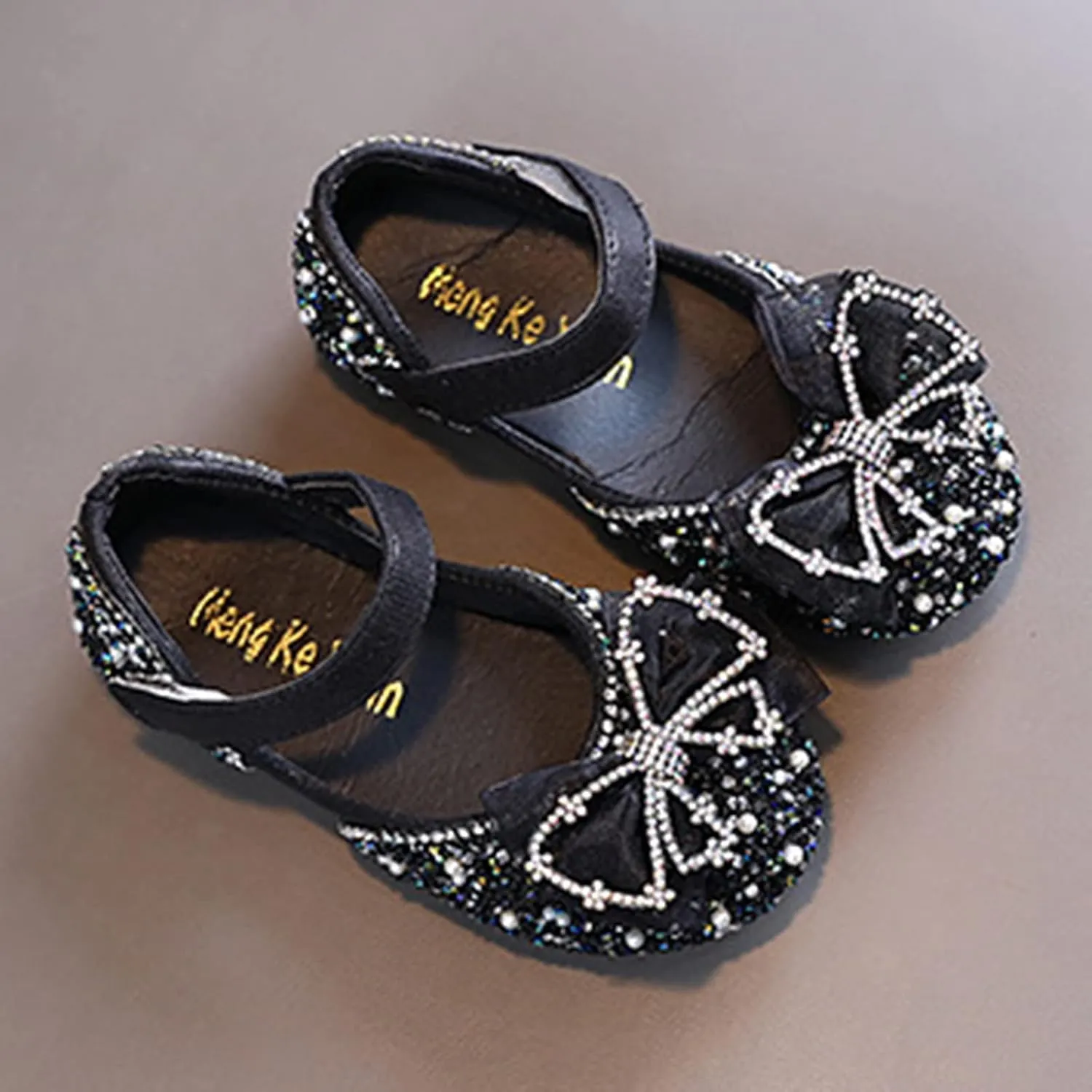 Fashion Spring and Summer Girls Sandals Dress Dance Performance Princess Shoes Sequin Sandals for Toddler Girls Size 7 (Black, 3-3.5 Years Toddler)