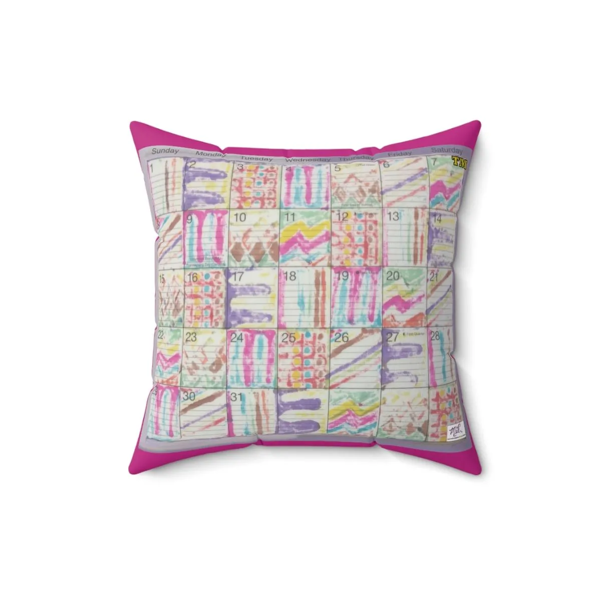 Faux Suede Square Pillow: Psychedelic Calendar(tm) - Seeped - Doublesided