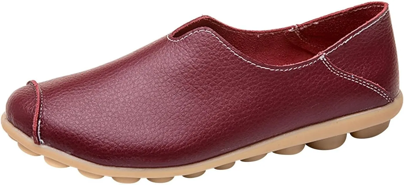 Flat Shoes for Women Comfortable Slip On Loafers Dressy Summer Closed Toe Flat Loafer Lightweight Comfort Walking Boat Shoe Fashion Casual Walking Nurse Shoes Non-Slip Loafer