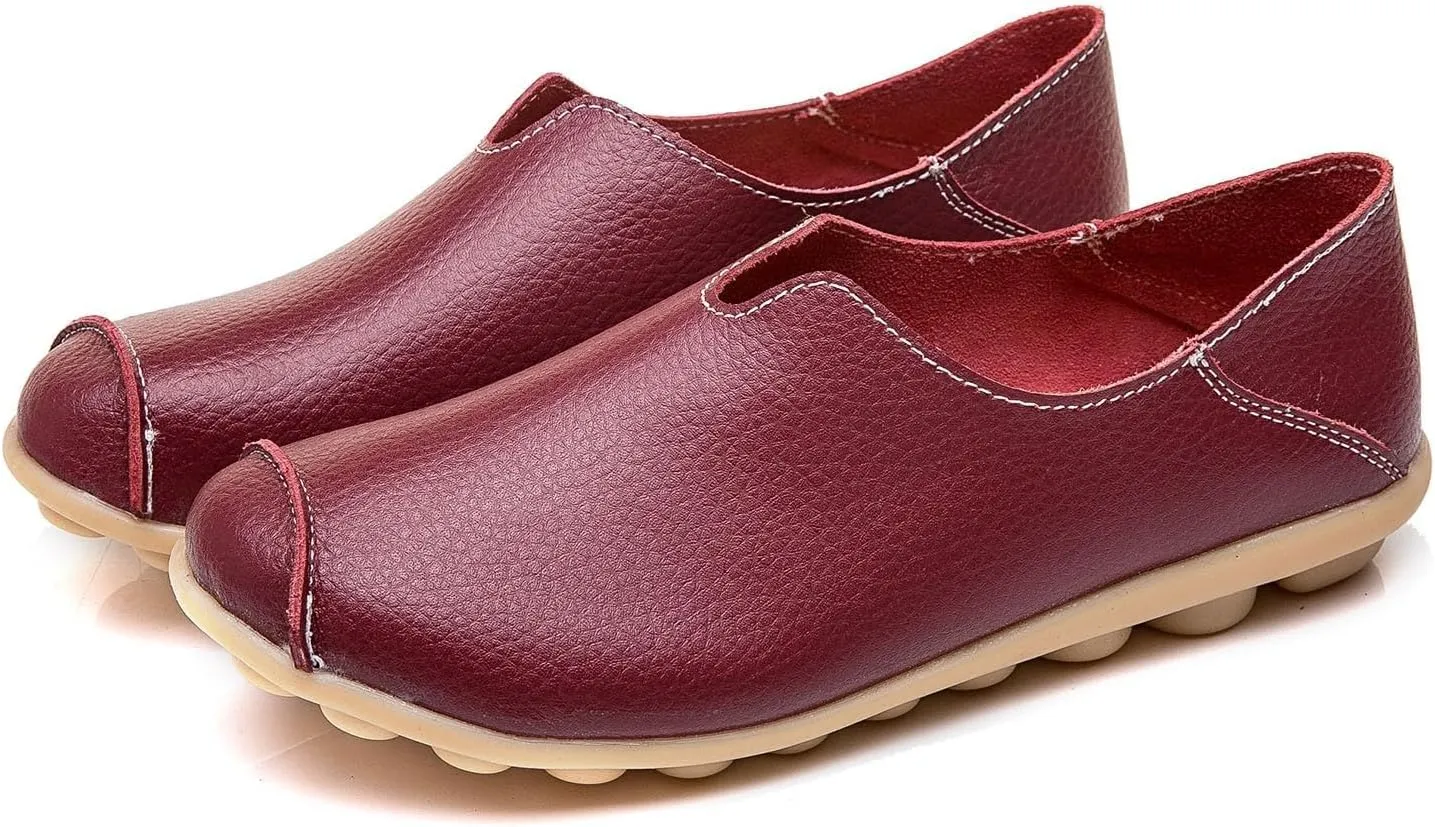 Flat Shoes for Women Comfortable Slip On Loafers Dressy Summer Closed Toe Flat Loafer Lightweight Comfort Walking Boat Shoe Fashion Casual Walking Nurse Shoes Non-Slip Loafer