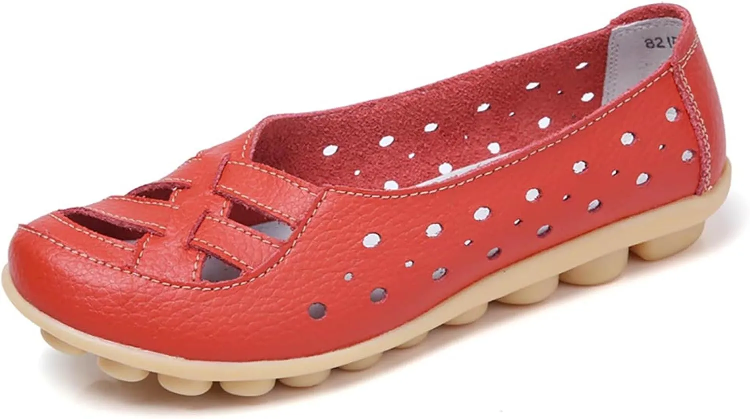 Flats for Women Comfort Loafers Breathable Closed Toe Sandals Leather Hollow Soft Summer Slip on Shoes Walking Office Driving Fashion Shoes