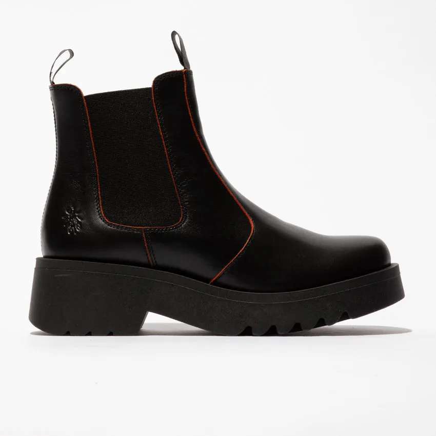 Fly London Women's MEDI789FLY Chelsea Ankle Boots Black Red
