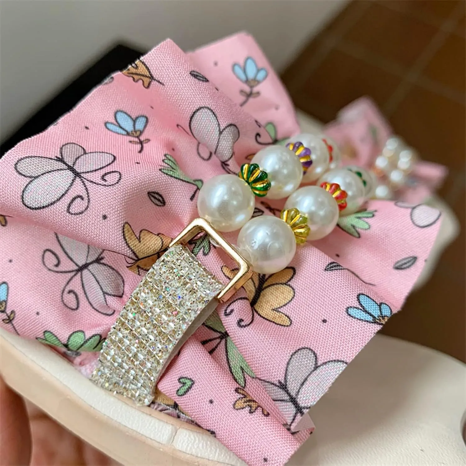 Girls Beach Slides Cute Print Square Head Open Toe Slippers Kids Girls Ruffle Non-Slip Slide Summer Casual Slipper