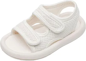 Girls Boys Flat Sandals Open Toe Adjustable Straps Summer Sports Sandals Braided Anti-Slip Close Back Casual Shoes (Beige, 9.5 Little Child)