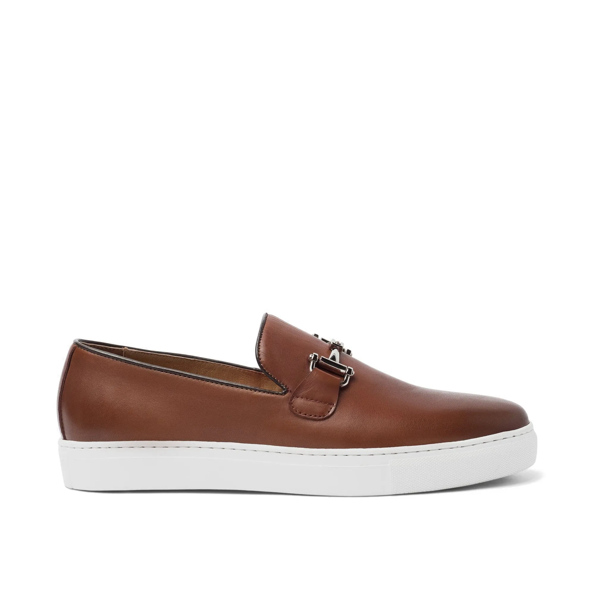 Height Increasing Tan Leather Alvin Horse Bit Sneakers