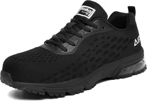HiHatide Steel Toe Shoes for Men Work Shoes Safety Sneakers Air Cushion Lightweight Slip Resistant Breathable Comfortable