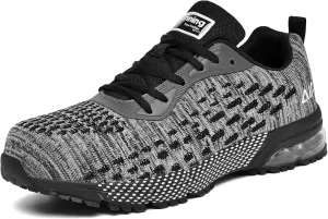 HiHatide Steel Toe Shoes for Men Work Shoes Safety Sneakers Air Cushion Lightweight Slip Resistant Breathable Comfortable