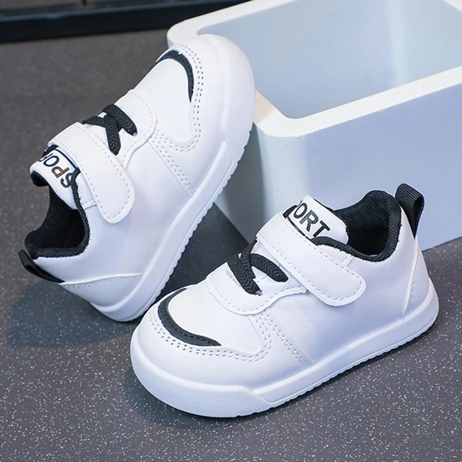 Infant Kids Sneakers School Running Loafers Lo Top Walking Tennis Casual Shoes Strap Athletic Sneakers for Children