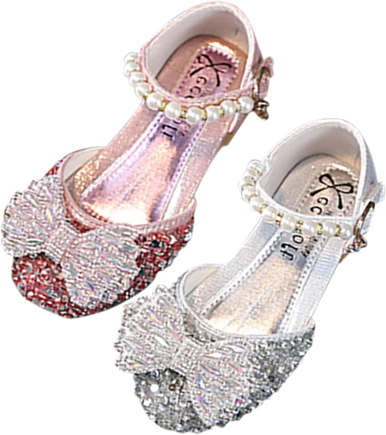 Kids Girls Sandal Bowknot Pearl Mary Jane Dress Shoes Wedding Party Glittler Shoes Kid Slip On Close Toe Sandal