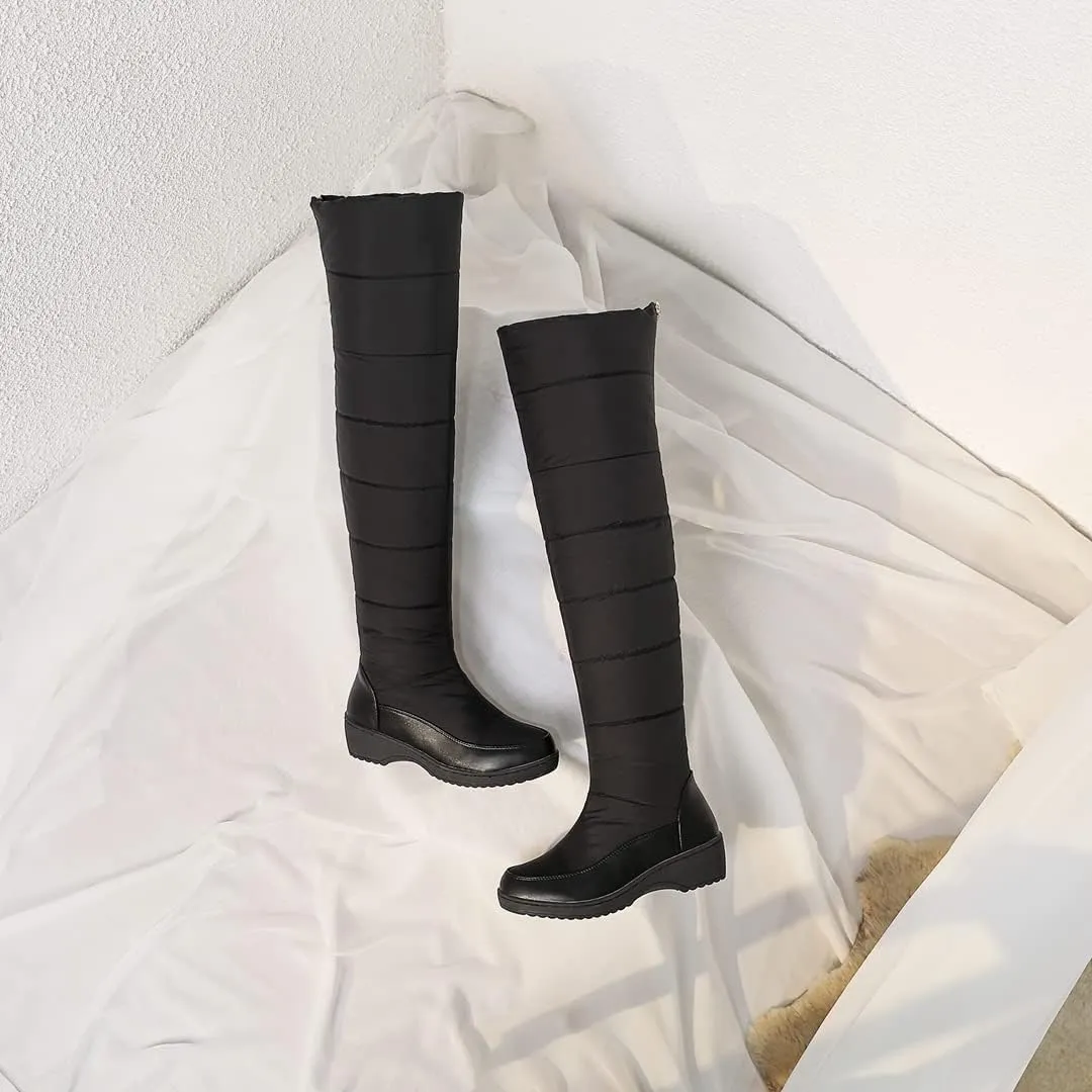 KUUTGG Women's Winter Over The Knee Thigh High Snow Boots Waterproof Rain Warm Fur Wide Calf Tall Snow Boot