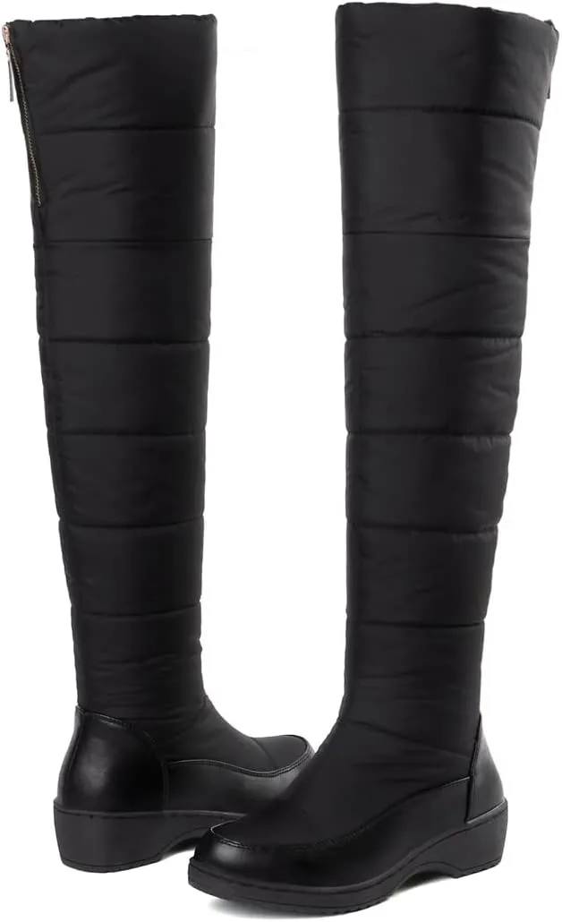 KUUTGG Women's Winter Over The Knee Thigh High Snow Boots Waterproof Rain Warm Fur Wide Calf Tall Snow Boot