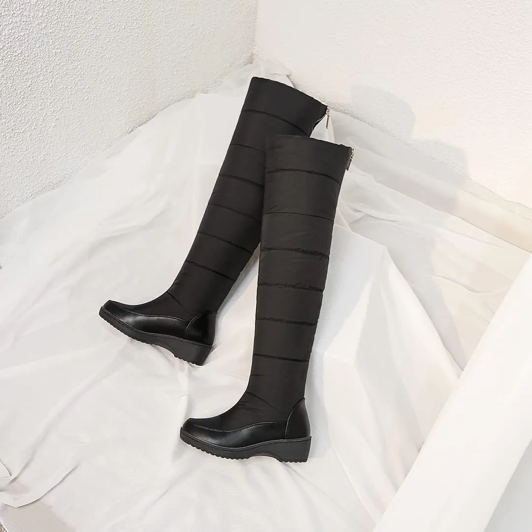 KUUTGG Women's Winter Over The Knee Thigh High Snow Boots Waterproof Rain Warm Fur Wide Calf Tall Snow Boot