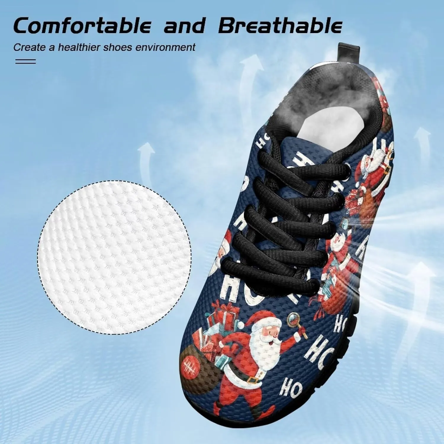 Lace-up Running Athletic Shoes Stylish Tennis Sneakers for Boys and Girls Lightweight Elastic Breathable Mesh Shoes for Christmas US Little Kid 11-13 Big Kid 1-5 Black Sole