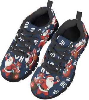 Lace-up Running Athletic Shoes Stylish Tennis Sneakers for Boys and Girls Lightweight Elastic Breathable Mesh Shoes for Christmas US Little Kid 11-13 Big Kid 1-5 Black Sole