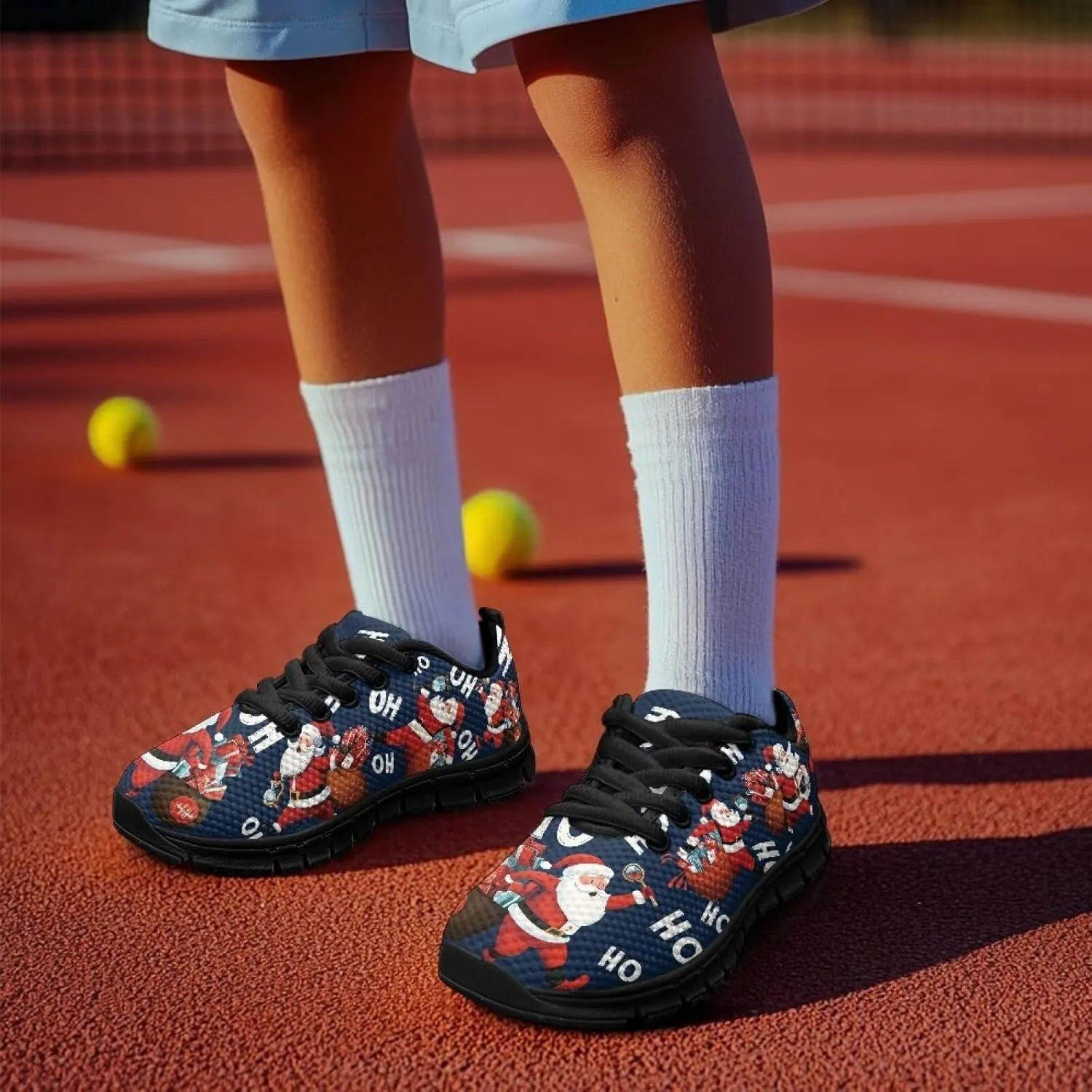 Lace-up Running Athletic Shoes Stylish Tennis Sneakers for Boys and Girls Lightweight Elastic Breathable Mesh Shoes for Christmas US Little Kid 11-13 Big Kid 1-5 Black Sole