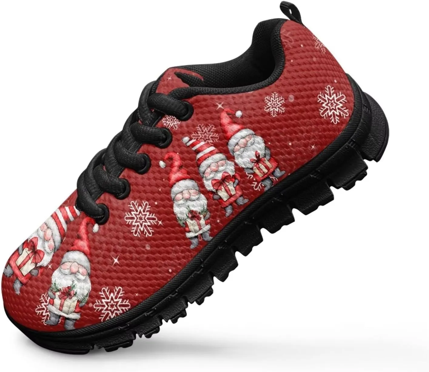 Lace-up Running Athletic Shoes Stylish Tennis Sneakers for Boys and Girls Lightweight Elastic Breathable Mesh Shoes for Christmas US Little Kid 11-13 Big Kid 1-5 Black Sole
