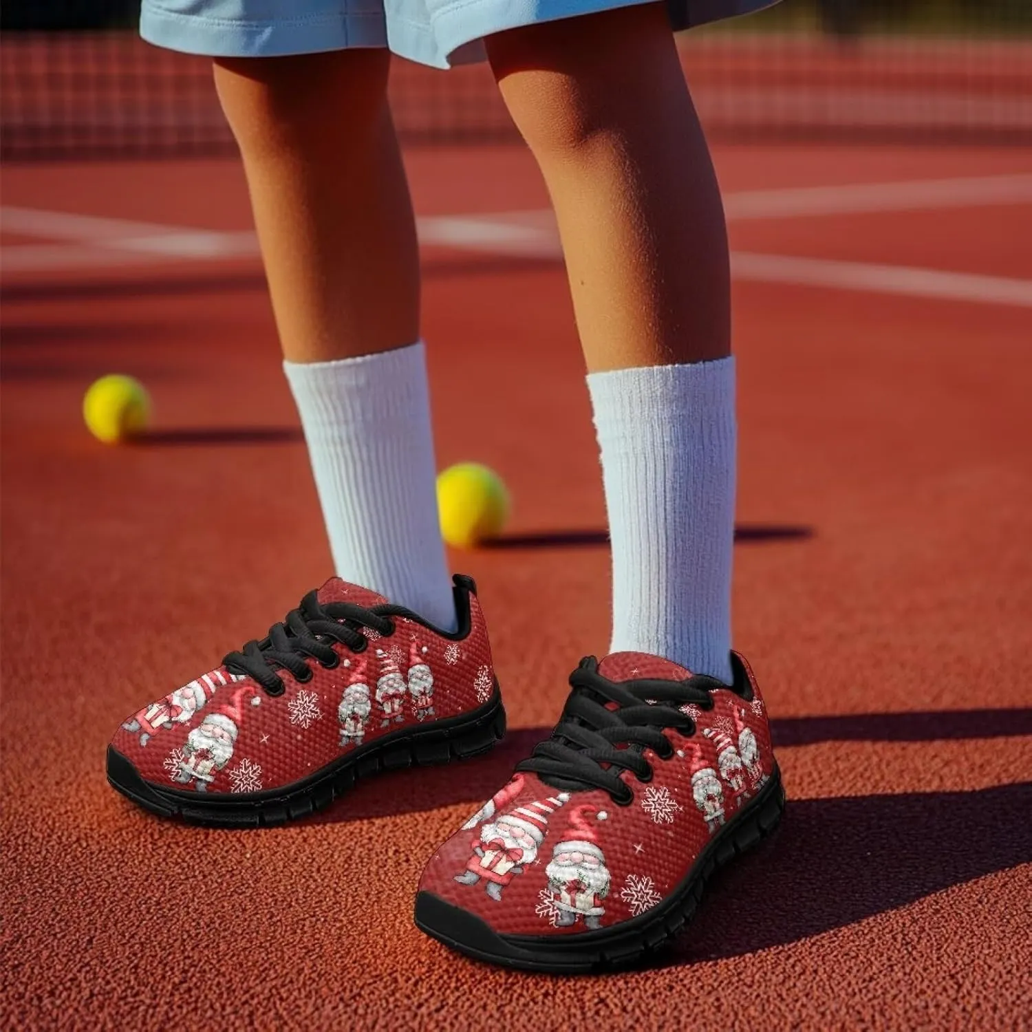 Lace-up Running Athletic Shoes Stylish Tennis Sneakers for Boys and Girls Lightweight Elastic Breathable Mesh Shoes for Christmas US Little Kid 11-13 Big Kid 1-5 Black Sole