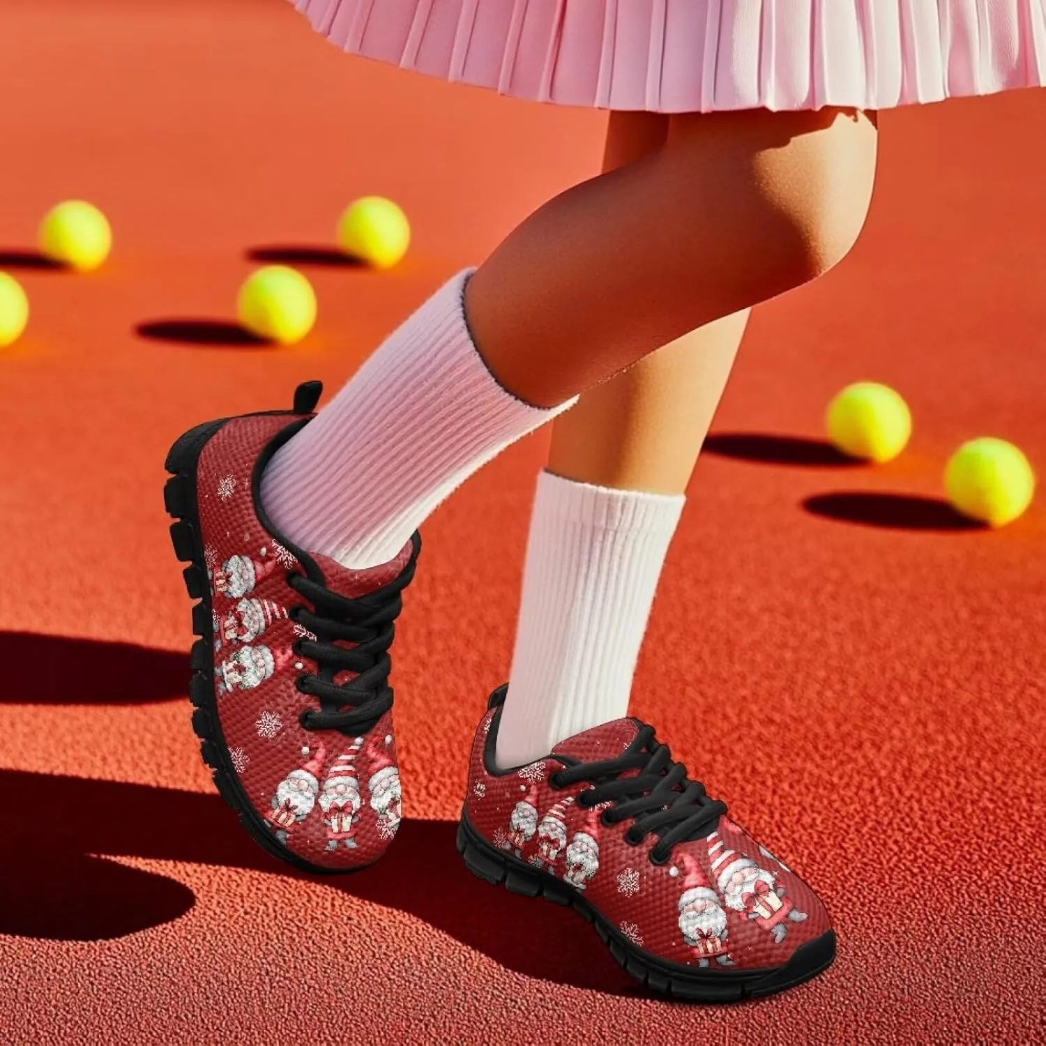 Lace-up Running Athletic Shoes Stylish Tennis Sneakers for Boys and Girls Lightweight Elastic Breathable Mesh Shoes for Christmas US Little Kid 11-13 Big Kid 1-5 Black Sole
