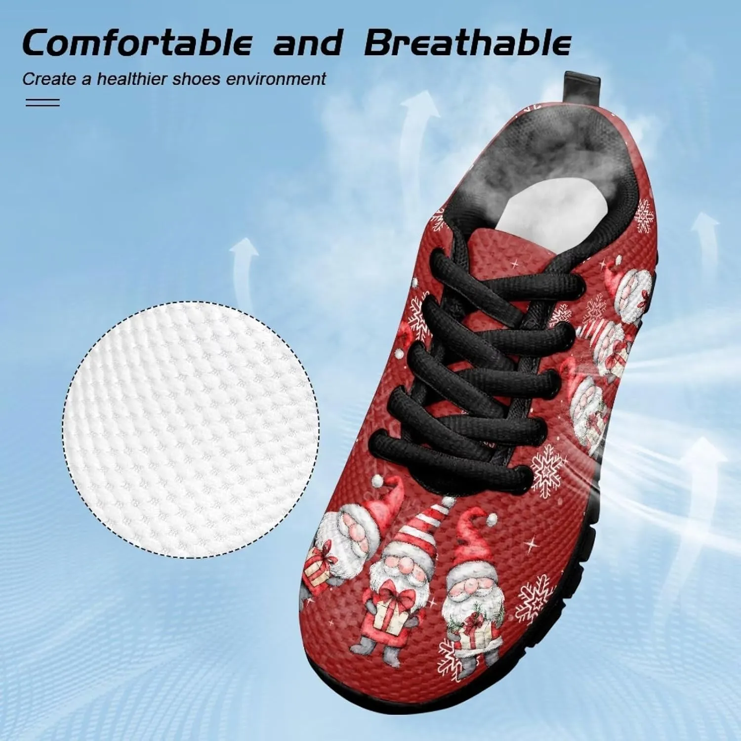 Lace-up Running Athletic Shoes Stylish Tennis Sneakers for Boys and Girls Lightweight Elastic Breathable Mesh Shoes for Christmas US Little Kid 11-13 Big Kid 1-5 Black Sole