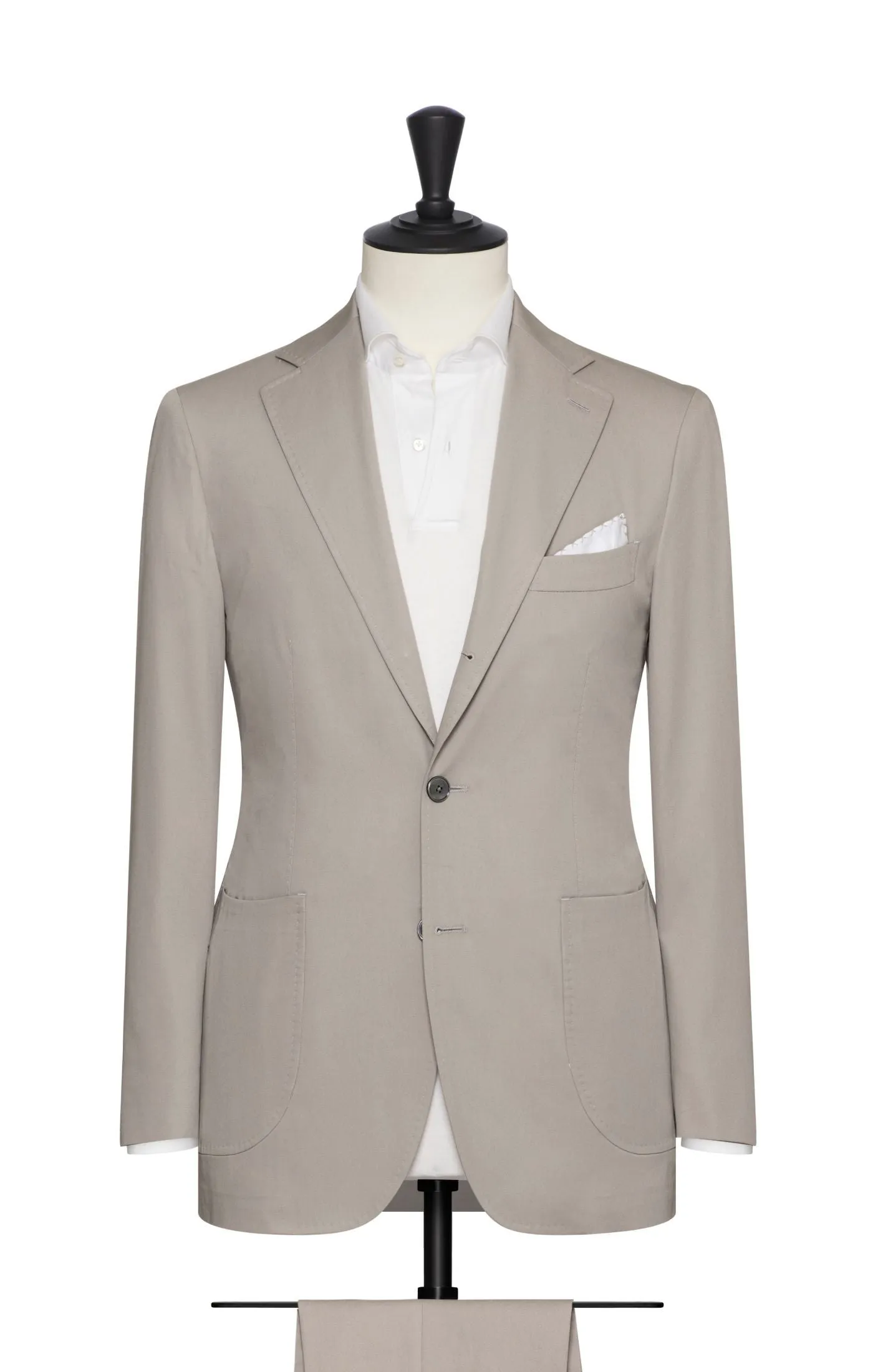 Larusmiani Light Grey Cotton Stretch Fine Gabardine
