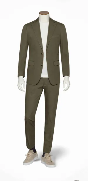 Larusmiani Olive Green Cotton stretch Fine Gabardine
