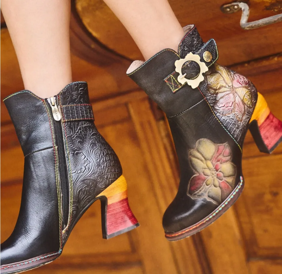 Laura Vita Eleao 02 NOIR Buckle Trim Zip Leather Ankle Boot ELEAO 02