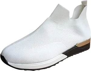 Lausiuoe Sneakers For Women Walking Shoes Comfortable Fashion Lightweight Casual Mesh Slip On Sneakers for Running Gym