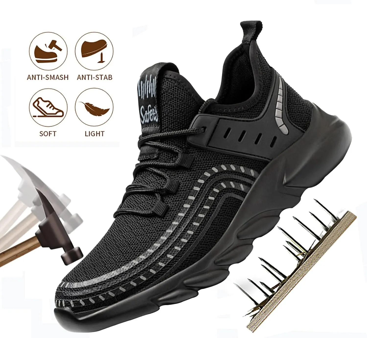 Lightweight Comfortable Restaurant Safety Footwear,is Also Ideal for Walking, Hiking, Industrial, Construction, Working, Outdoor Sports etc,
