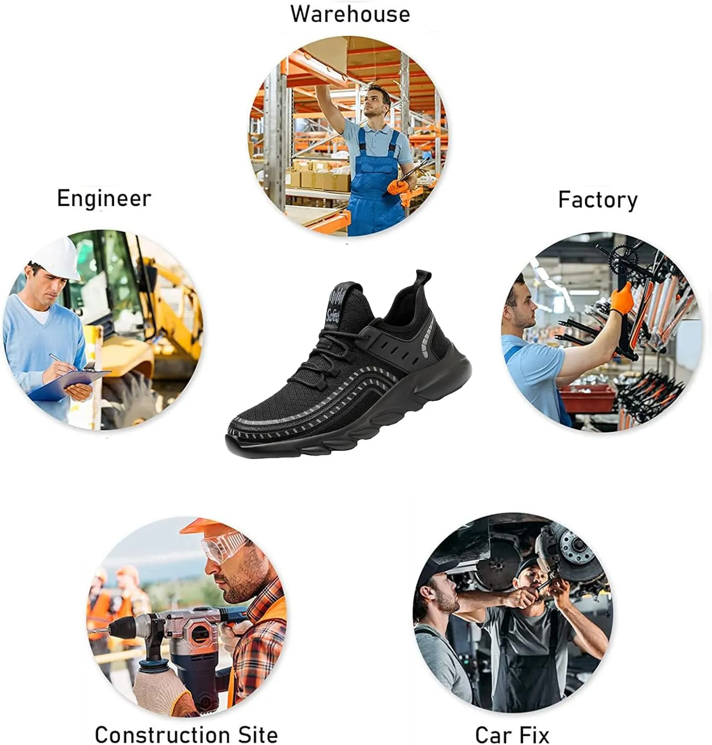 Lightweight Comfortable Restaurant Safety Footwear,is Also Ideal for Walking, Hiking, Industrial, Construction, Working, Outdoor Sports etc,