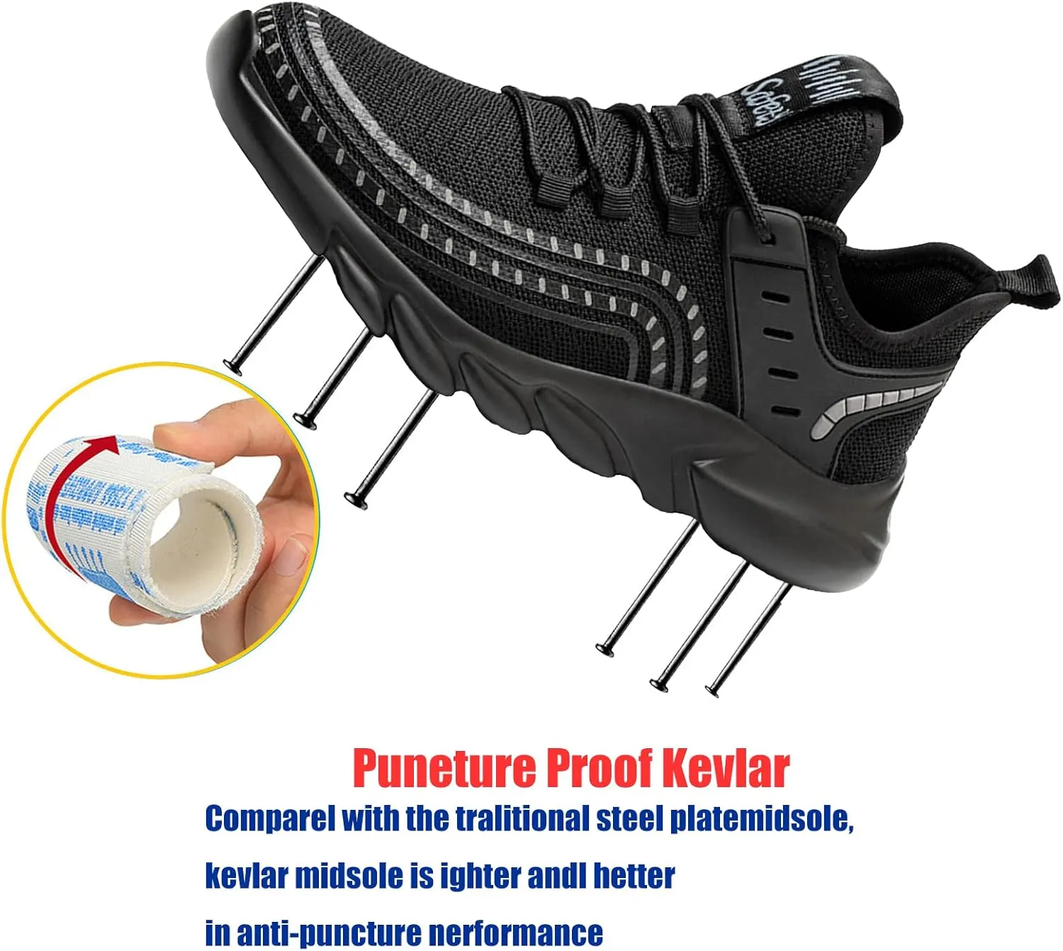 Lightweight Comfortable Restaurant Safety Footwear,is Also Ideal for Walking, Hiking, Industrial, Construction, Working, Outdoor Sports etc,