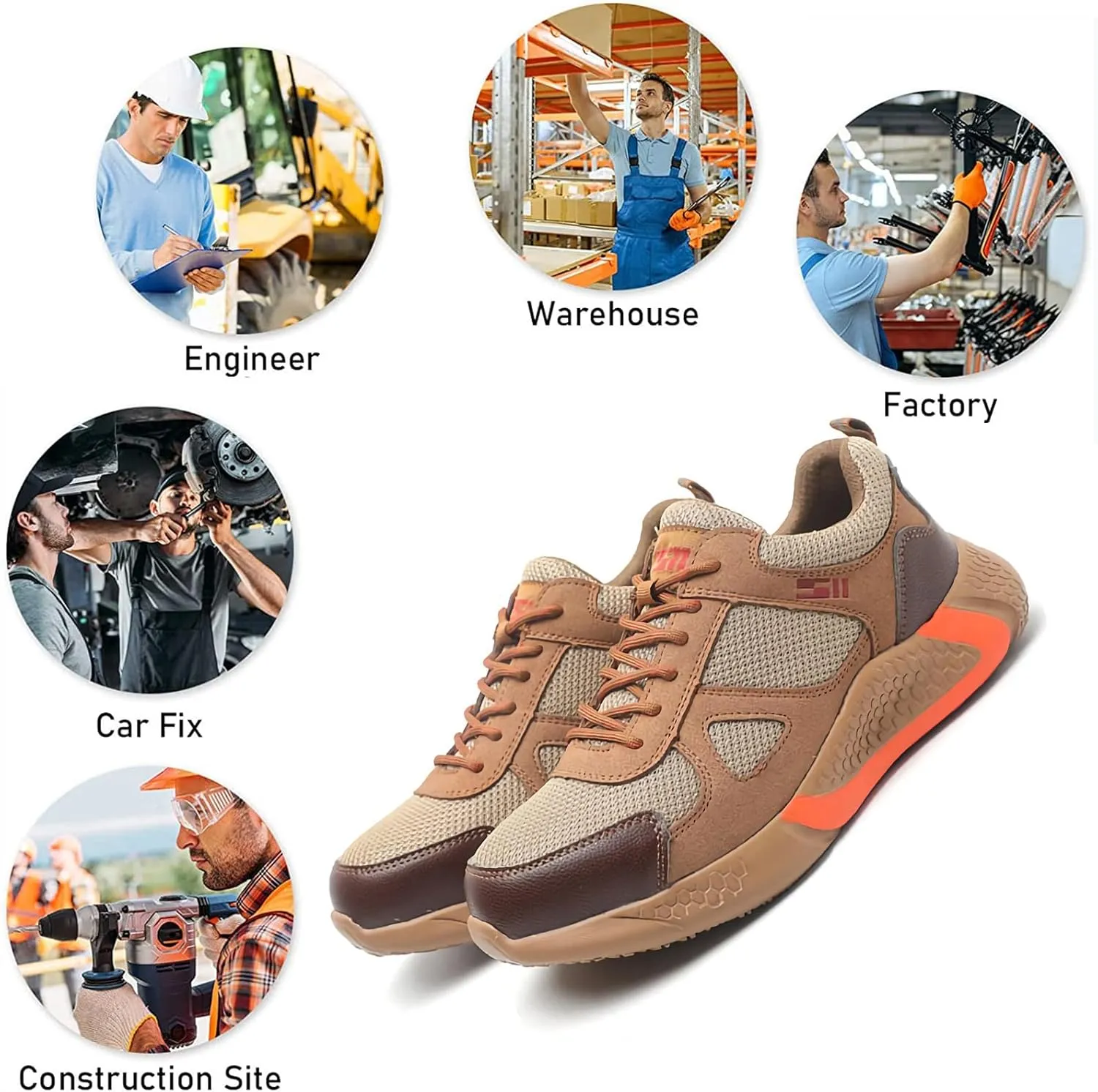 Lightweight Fashion Breathable Work Sneakers,is Also Ideal for Walking, Hiking, Industrial, Construction, Working, Outdoor Sports etc,