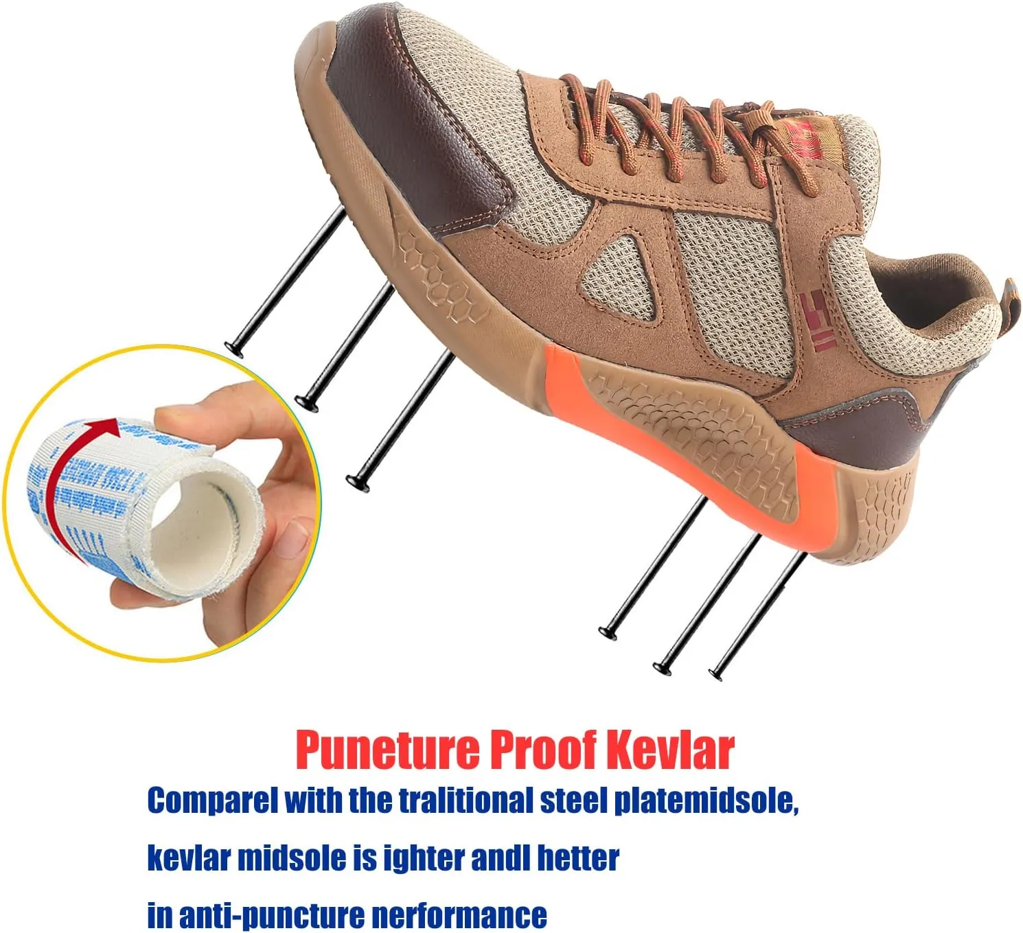 Lightweight Fashion Breathable Work Sneakers,is Also Ideal for Walking, Hiking, Industrial, Construction, Working, Outdoor Sports etc,