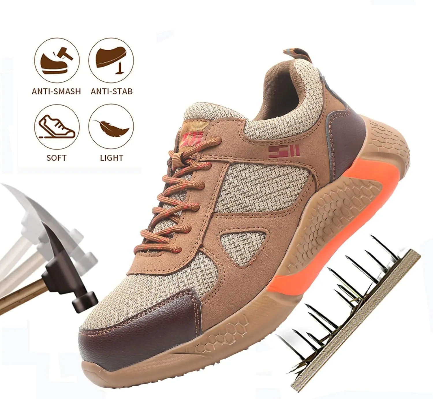 Lightweight Fashion Breathable Work Sneakers,is Also Ideal for Walking, Hiking, Industrial, Construction, Working, Outdoor Sports etc,