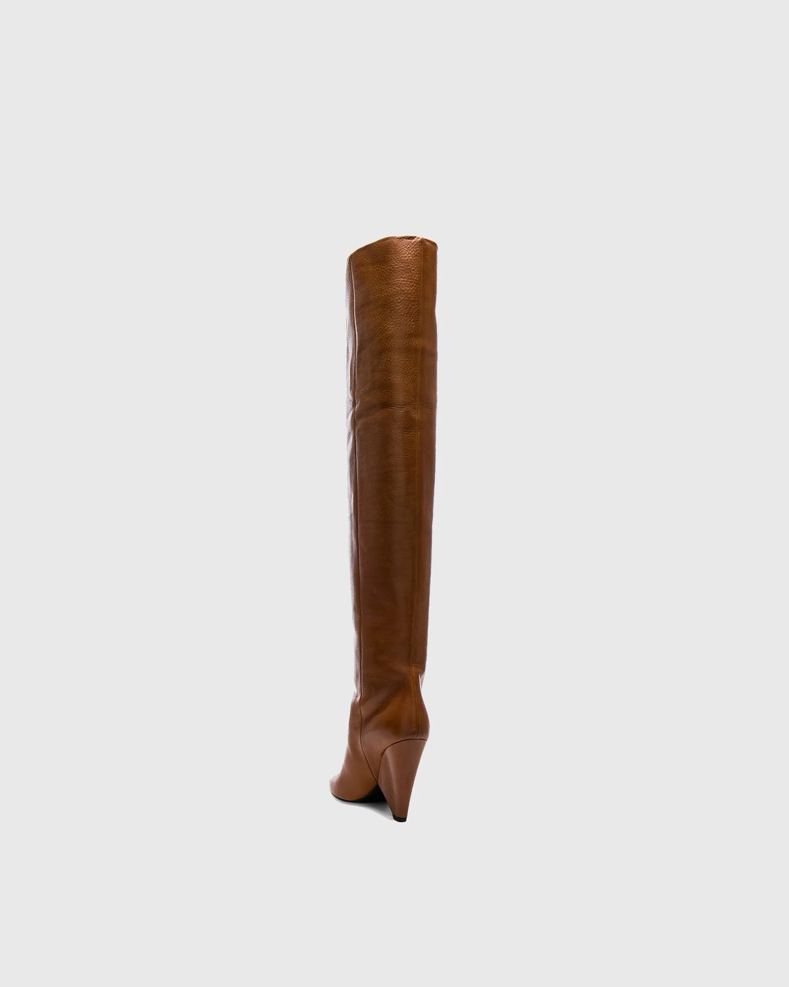 Livia Heterotypic Heel Ruched Knee High Boots In Brown