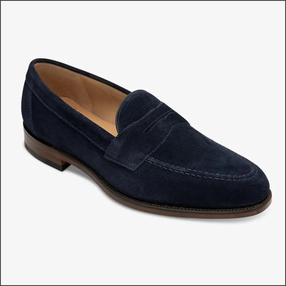 Loake Imperial Navy  Suede Penny Loafer@